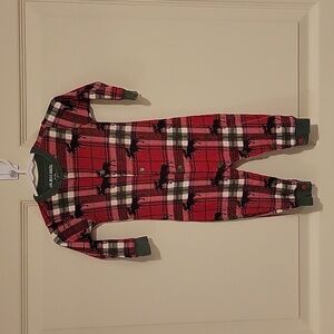 Little Blue House by Hatley Kids Union Suit Holiday Moose on Plaid.